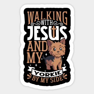 Jesus and dog - Yorkshire Terrier Sticker